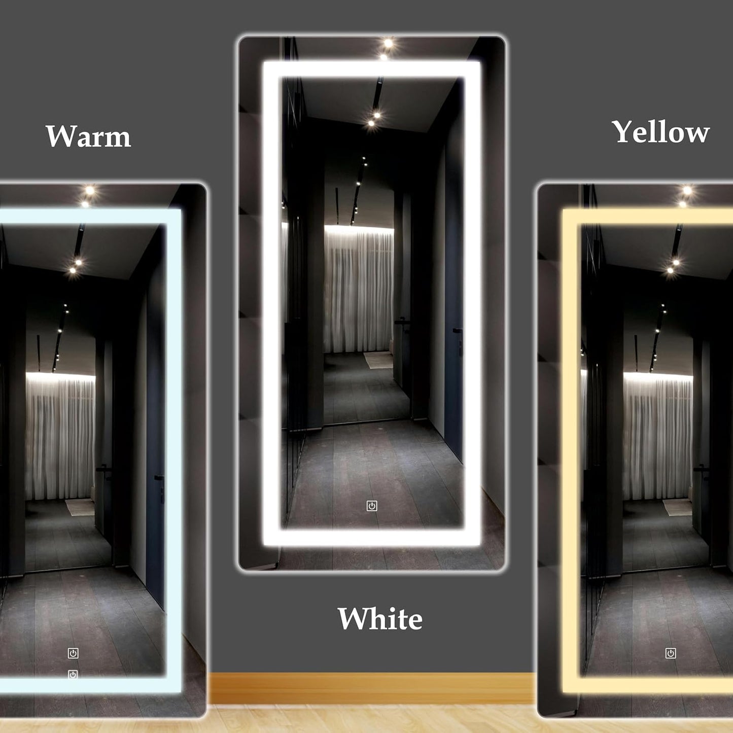 Creative Arts n Frames LED Wall Mirror – 18×36 Inch HD Full-Length Mirror with 3 Color Light Modes