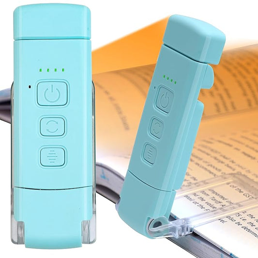 USB Rechargeable Book Light for Reading in Bed – Clip-On LED Lamp with 3 Amber Colors & 5 Brightness Dimmable, Lightweight & Long Lasting 80 Hours Battery Life