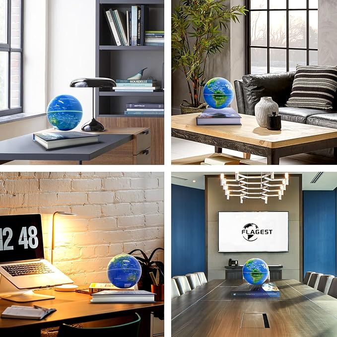 Flagest Magnetic Levitating Floating Globe – Rotating Globe with LED Book Base for Home & Office Décor