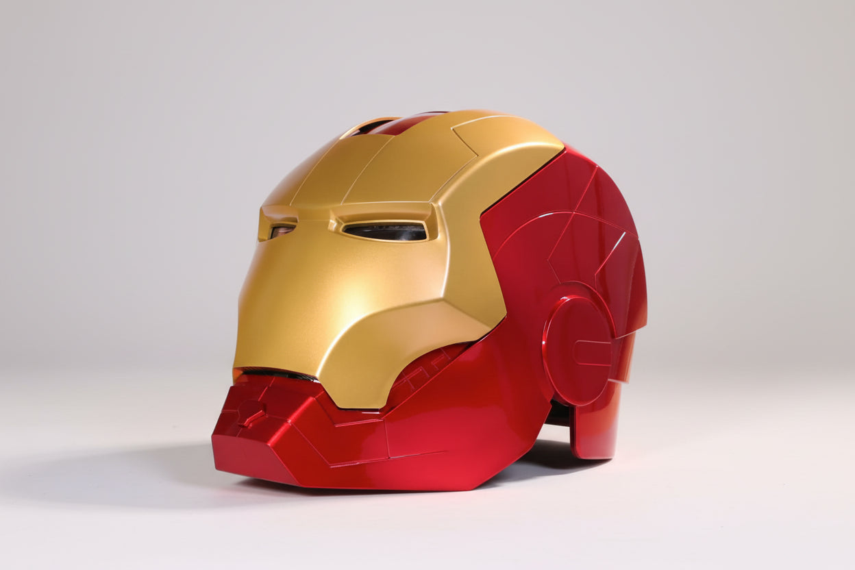 Iron Man Mark V (MK5) JARVIS Luminous Helmet – Manual Opening & Closing Wearable Cosplay Mask | LED Light-Up Collector Edition