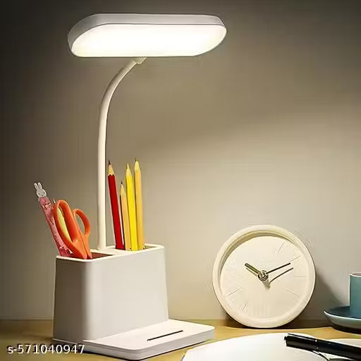 LED Desk Lamp with Flexible Neck & Pen Holder – Rechargeable Study Table Light