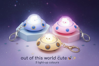 UFO Glow Mini Spaceship Starlight Keychain – Limited Edition LED Space Pendant Accessory