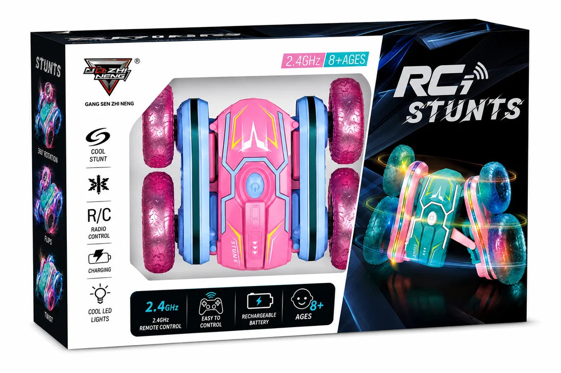 RC Stunt Car – 2.4GHz 360° Rotating Double-Sided Drift Vehicle with LED Lights