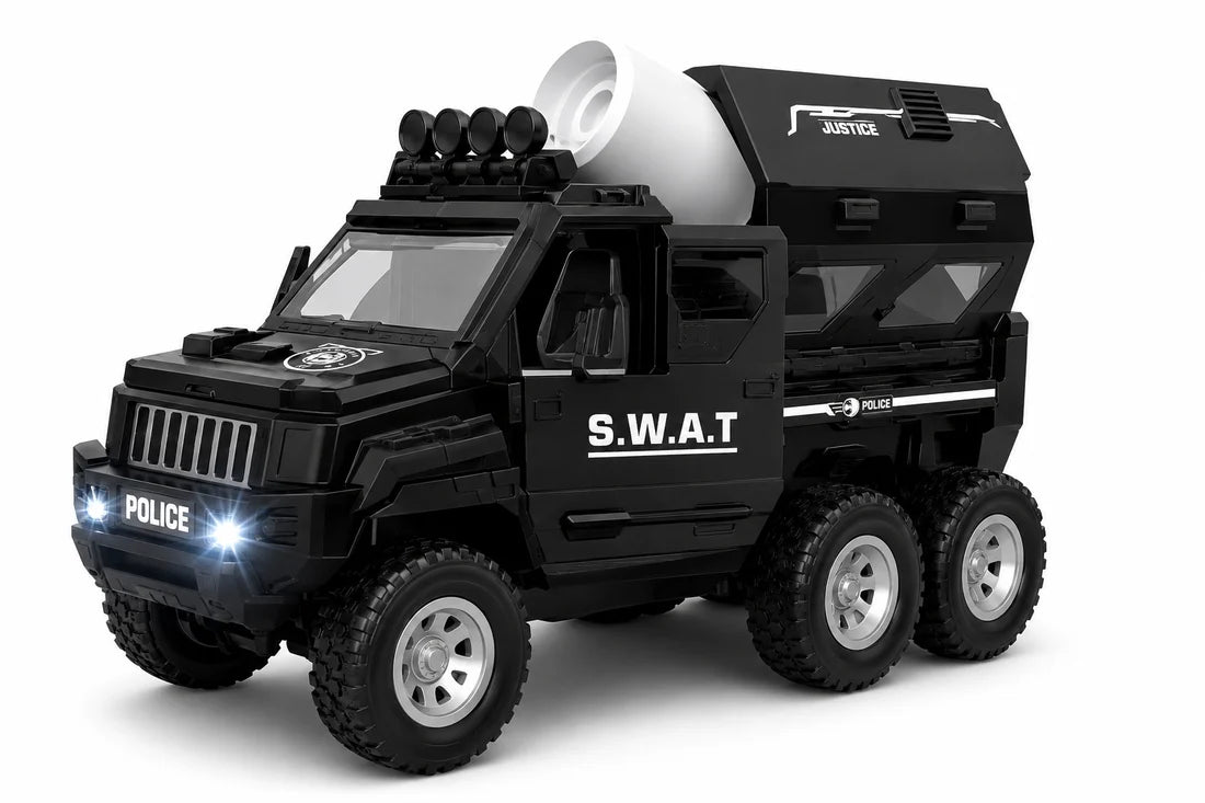 SCOFFCO OS1524 RC SWAT Armored Vehicle – 6-Wheel 2.4GHz Police Truck with LED Lights & Sound