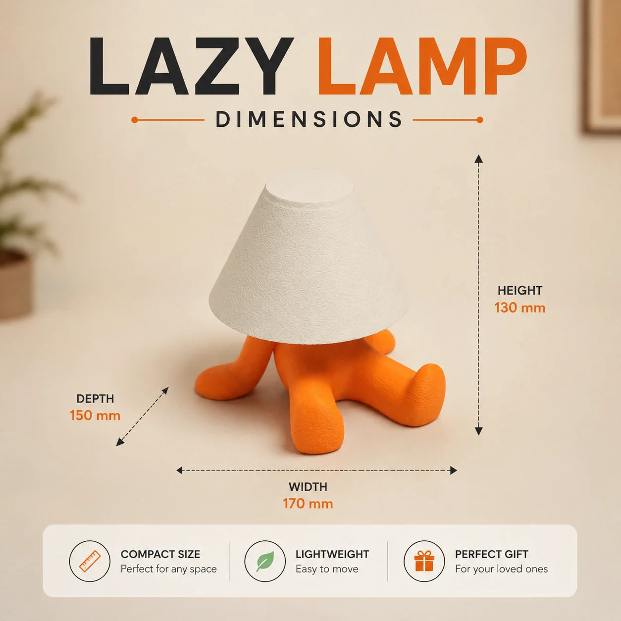 Lumi Lazy Lamp – Cute Ambient LED Desk Lamp for Bedroom, Study Table & Nightstand Décor