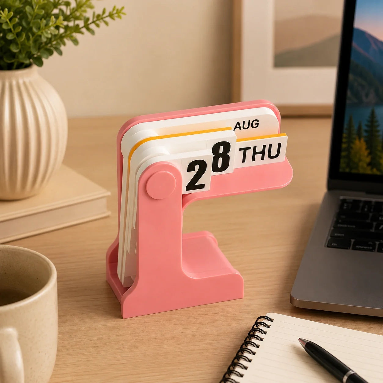 FlipDate Desk Calendar – Modern Perpetual Flip Calendar for Office Desk, Study Table & Home Workspace