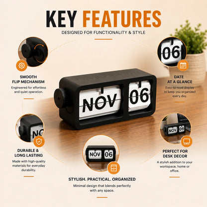 FlipFrame Desk Calendar – Modern Perpetual Flip Calendar for Office Desk, Study Table & Home Décor