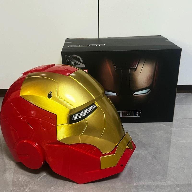 Iron Man Mark V (MK5) JARVIS Luminous Helmet – Manual Opening & Closing Wearable Cosplay Mask | LED Light-Up Collector Edition