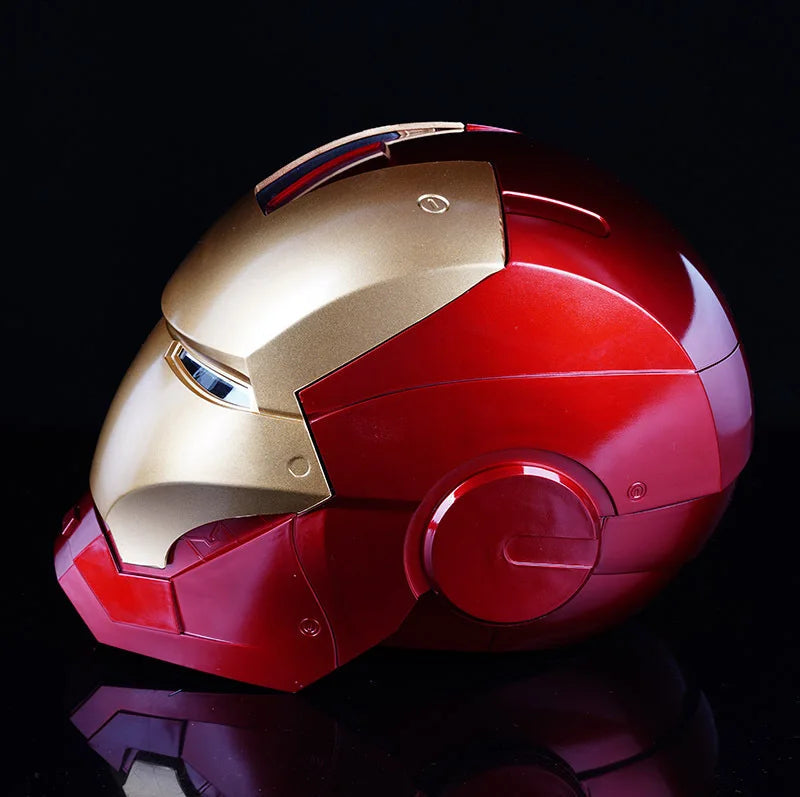 Iron Man Mark V (MK5) JARVIS Luminous Helmet – Manual Opening & Closing Wearable Cosplay Mask | LED Light-Up Collector Edition
