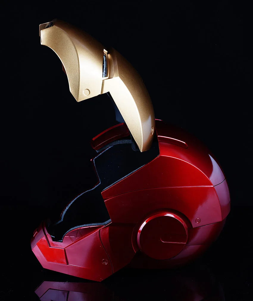 Iron Man Mark V (MK5) JARVIS Luminous Helmet – Manual Opening & Closing Wearable Cosplay Mask | LED Light-Up Collector Edition