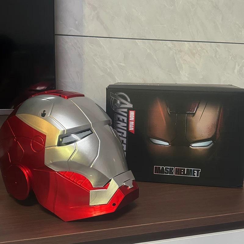 Iron Man Mark V (MK5) JARVIS Luminous Helmet – Manual Opening & Closing Wearable Cosplay Mask | LED Light-Up Collector Edition
