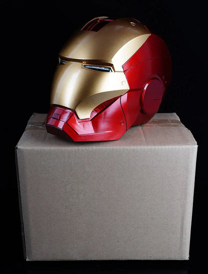Iron Man Mark V (MK5) JARVIS Luminous Helmet – Manual Opening & Closing Wearable Cosplay Mask | LED Light-Up Collector Edition