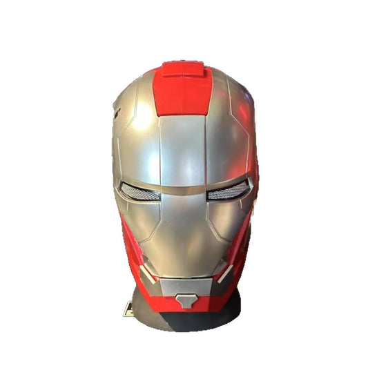 Iron Man Mark V (MK5) JARVIS Luminous Helmet – Manual Opening & Closing Wearable Cosplay Mask | LED Light-Up Collector Edition