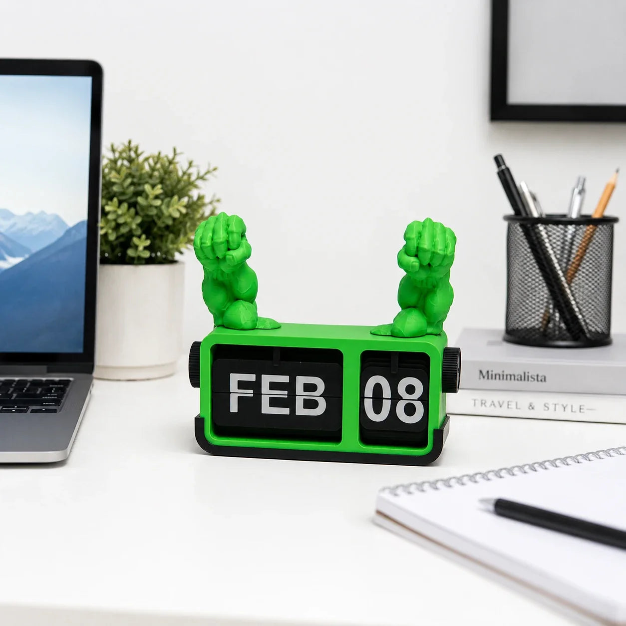 Hulk Inspired Flip Calendar – Perpetual Desktop Calendar with Superhero Theme for Office & Study Table