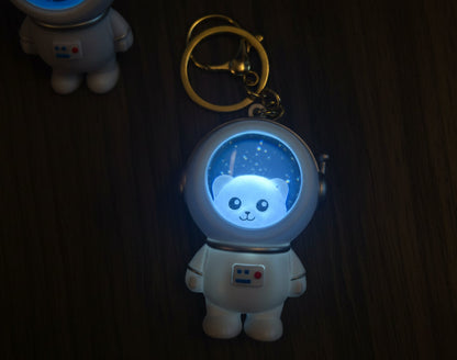 Cute Astro Bear Light-Up Backpack Keychain – White LED Glow Collectible Charm