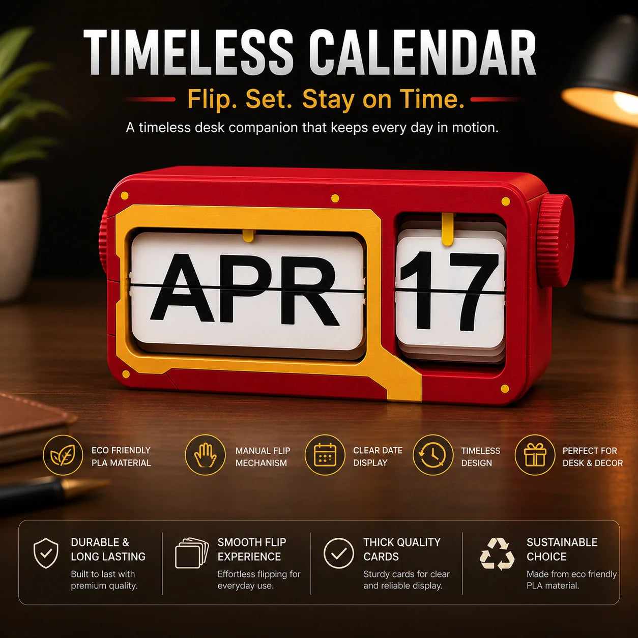 Iron Man Inspired Flip Calendar – Perpetual Desktop Calendar for Office Desk, Study Table & Marvel-Themed Décor