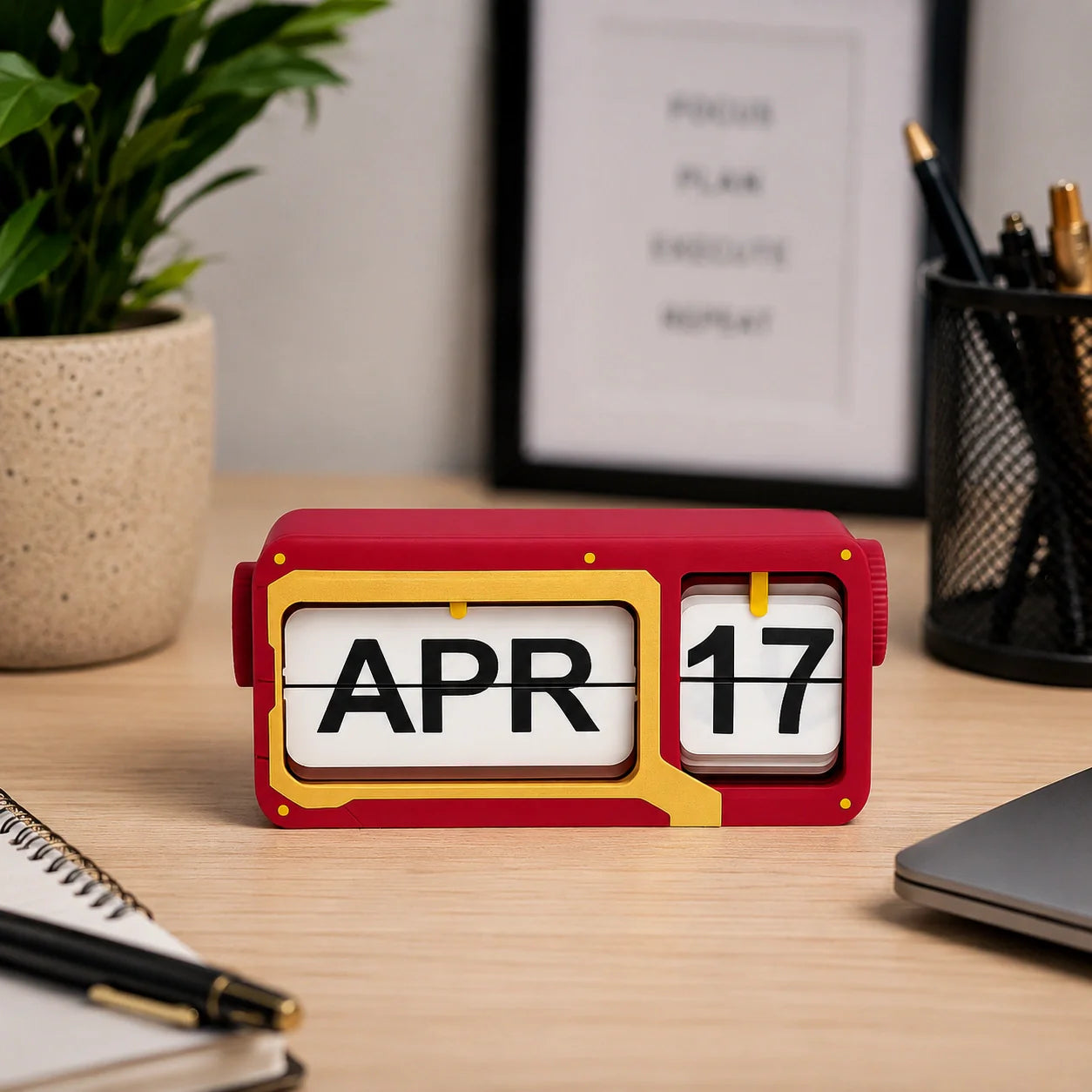 Iron Man Inspired Flip Calendar – Perpetual Desktop Calendar for Office Desk, Study Table & Marvel-Themed Décor