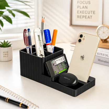 LuxeStation Desk Organizer with Phone Dock – Premium Desktop Storage Station for Office, Study Table & Workspace