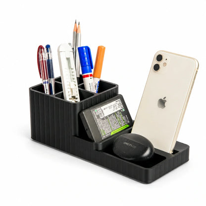 LuxeStation Desk Organizer with Phone Dock – Premium Desktop Storage Station for Office, Study Table & Workspace