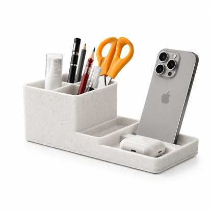 LuxeStation Desk Organizer with Phone Dock – Premium Desktop Storage Station for Office, Study Table & Workspace