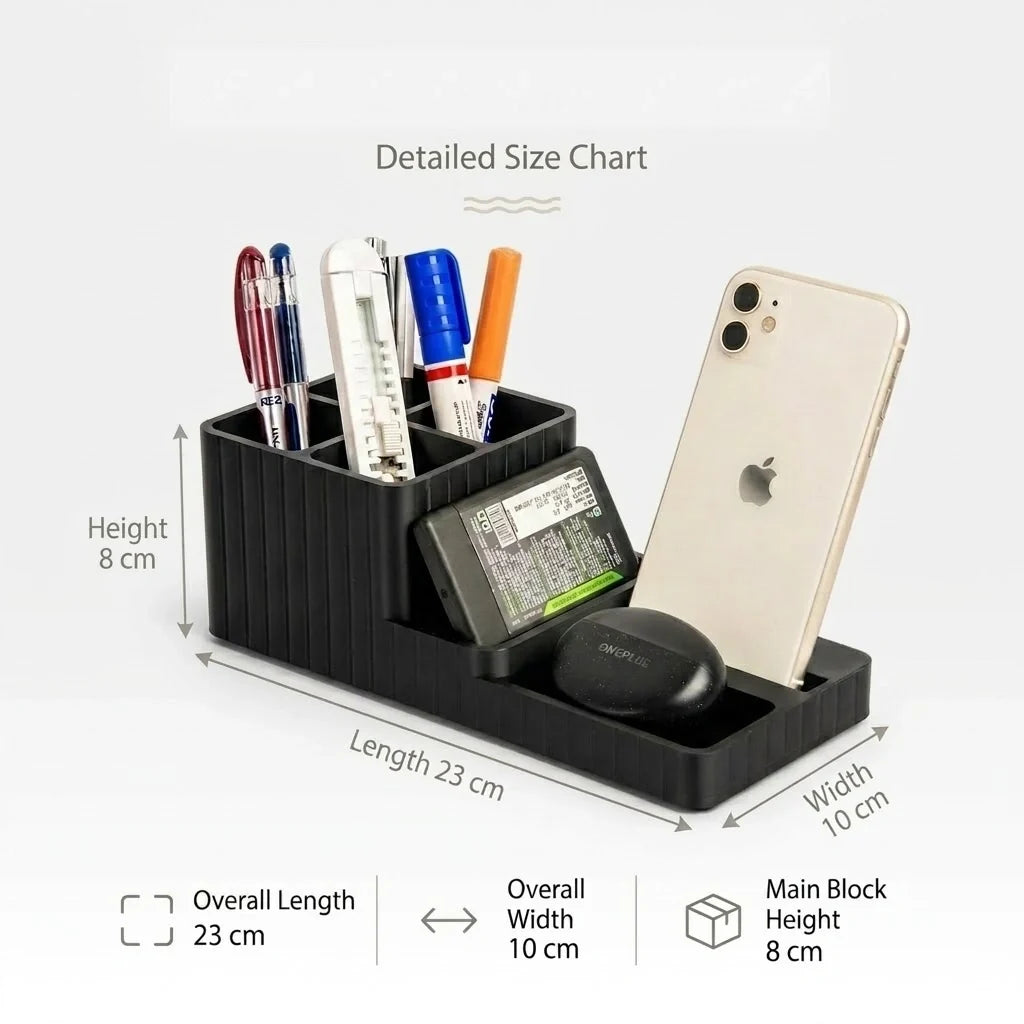 LuxeStation Desk Organizer with Phone Dock – Premium Desktop Storage Station for Office, Study Table & Workspace