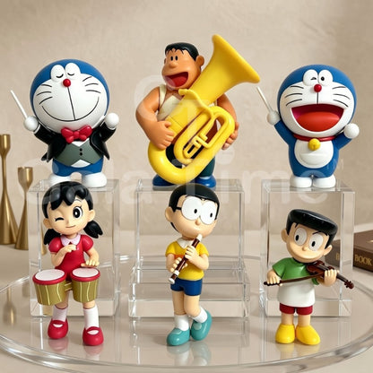Doraemon Symphony Musical Band Figure Set – 6-Piece Anime Collectible Desk Décor