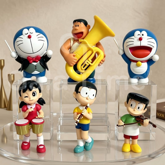 Doraemon Symphony Musical Band Figure Set – 6-Piece Anime Collectible Desk Décor