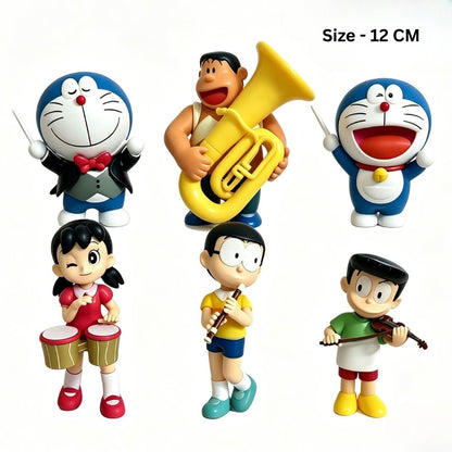Doraemon Symphony Musical Band Figure Set – 6-Piece Anime Collectible Desk Décor