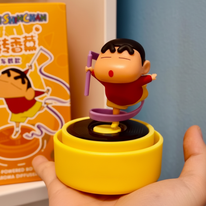 Shinchan Solar Rotating Car Aroma Diffuser – Powered Cartoon Ornament Toy