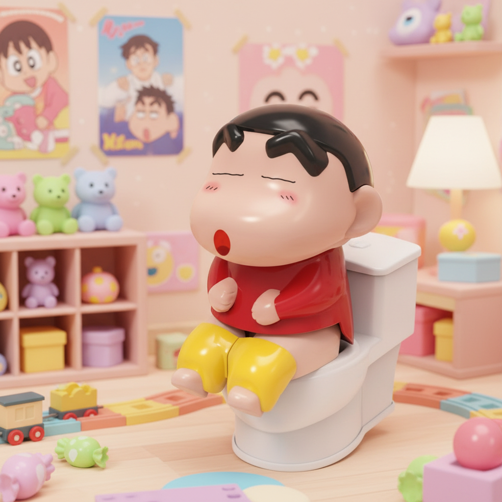 Crayon Shinchan Mischievous Toilet Theme Figure – Funny Cartoon Collectible Toy