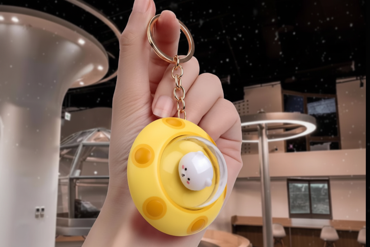 UFO Glow Mini Spaceship Starlight Keychain – Limited Edition LED Space Pendant Accessory