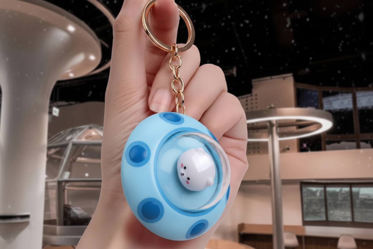 UFO Glow Mini Spaceship Starlight Keychain – Limited Edition LED Space Pendant Accessory
