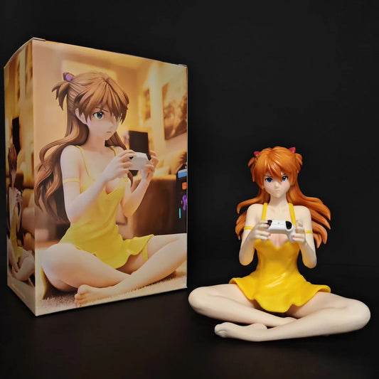 Gaming Ver. Kawaii Girl Sitting Pose Figure – 11cm Anime Collectible PVC Figurine (Yellow Dress)