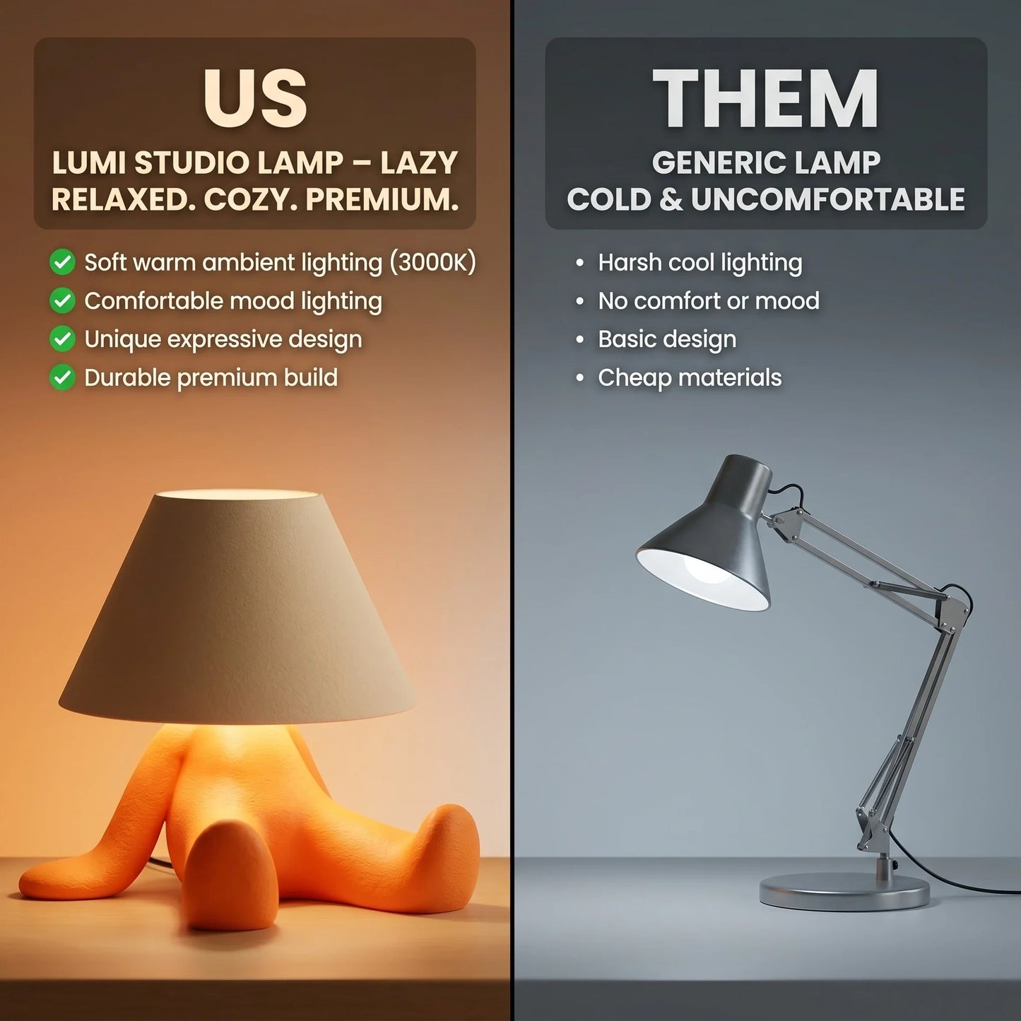 Lumi Lazy Lamp – Cute Ambient LED Desk Lamp for Bedroom, Study Table & Nightstand Décor