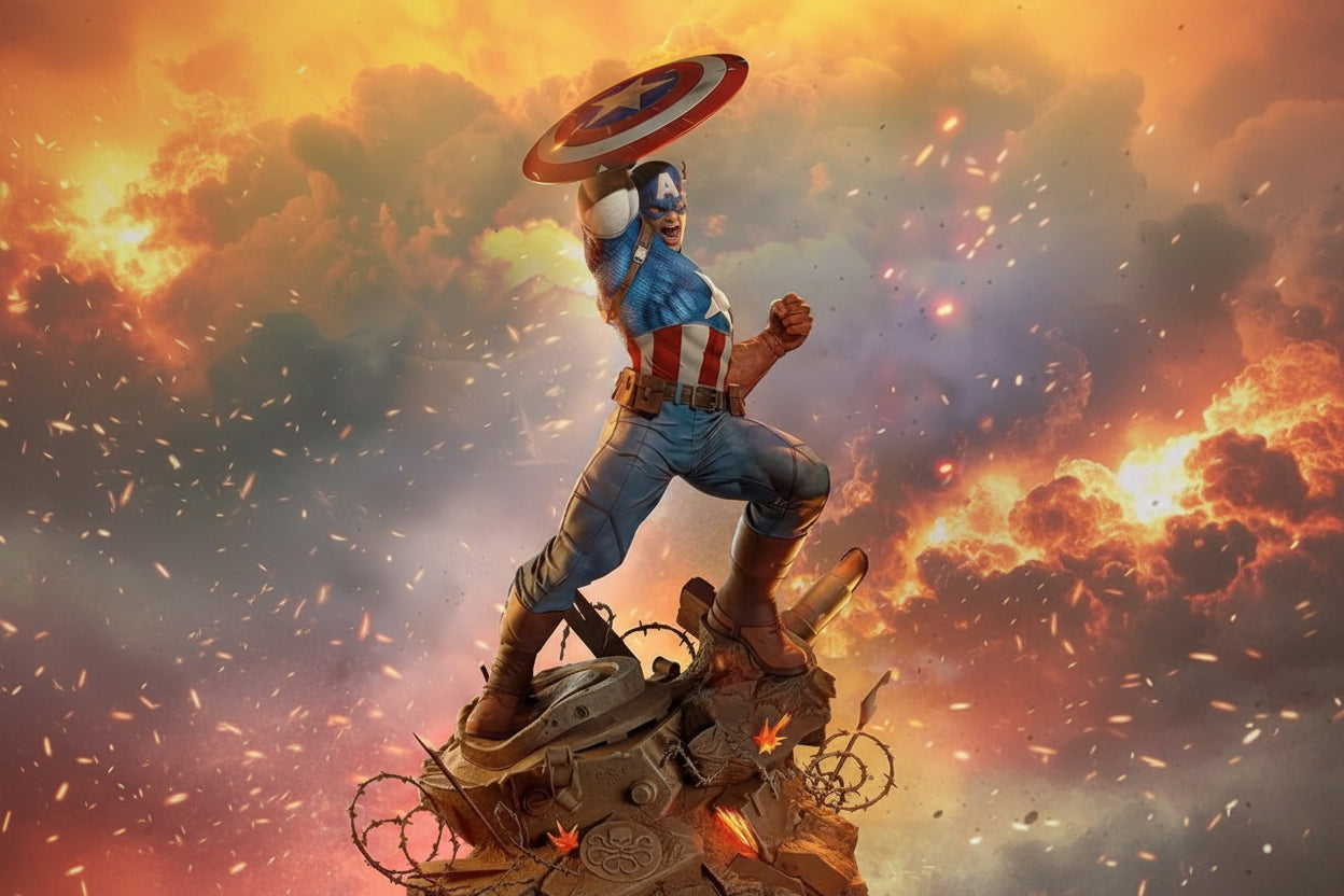 Captain America Premium Resin Statue 1/6 Scale – 3D Printed Collector Display Figure