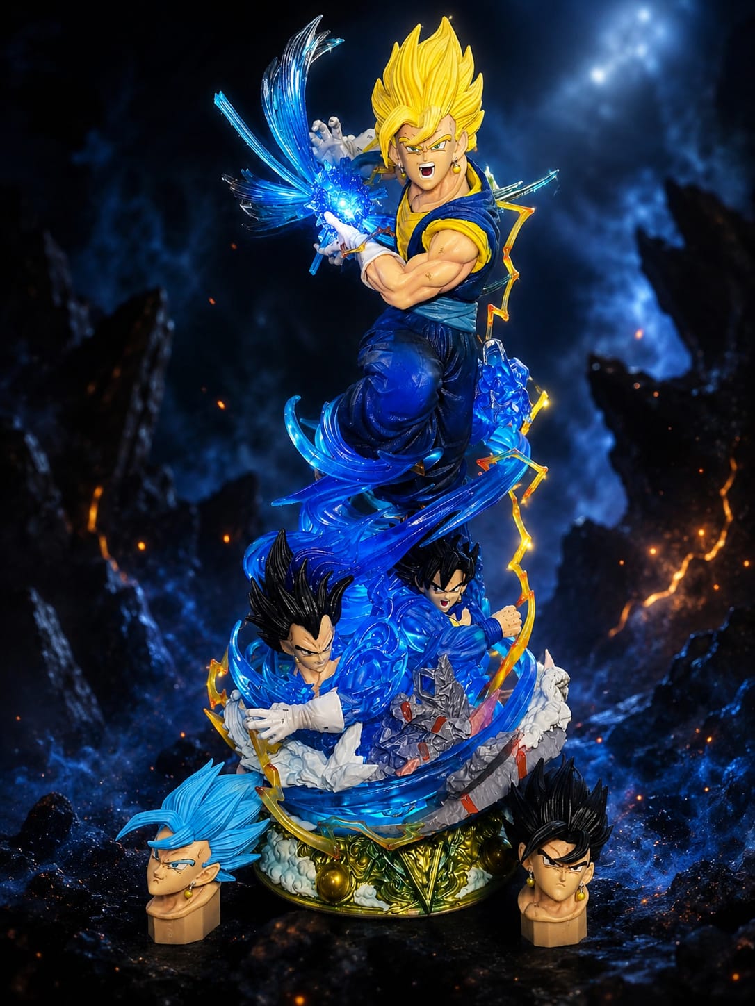 Dragon Ball Vegito Goku & Vegeta 46cm Action Figure – 3 Replaceable Heads with LED Light Effect