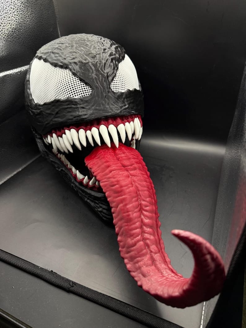 Venom Movie Inspired Mask – Wearable Cosplay Helmet with Extended Tongue (Limited Edition)