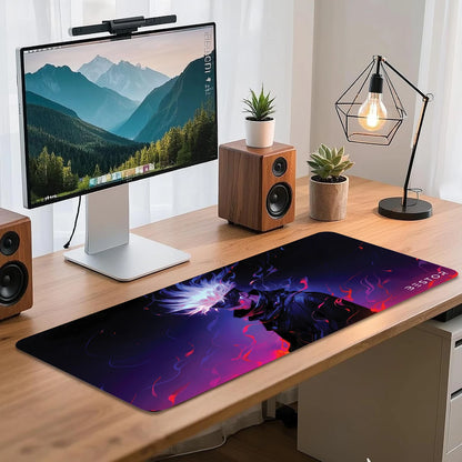 Anime Series Gojo Gaming Mouse Pad – 60 × 34cm Large Extended Desk Mat | Non-Slip Base Dark Purple Mousepad