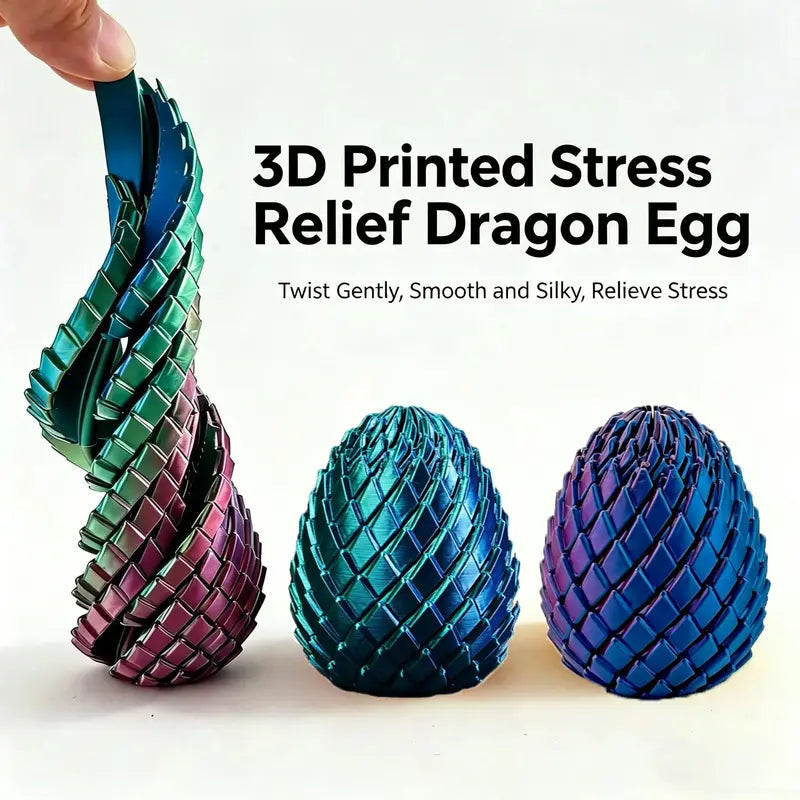 3D Printed Twisty Egg Fidget Toy – Slippery Sensory Stress Relief Easter Toy for Kids & Adults