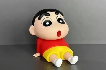 Lazy Shinchan Phone Stand Sitting Figure 10cm – Cute Anime Desk Accessory