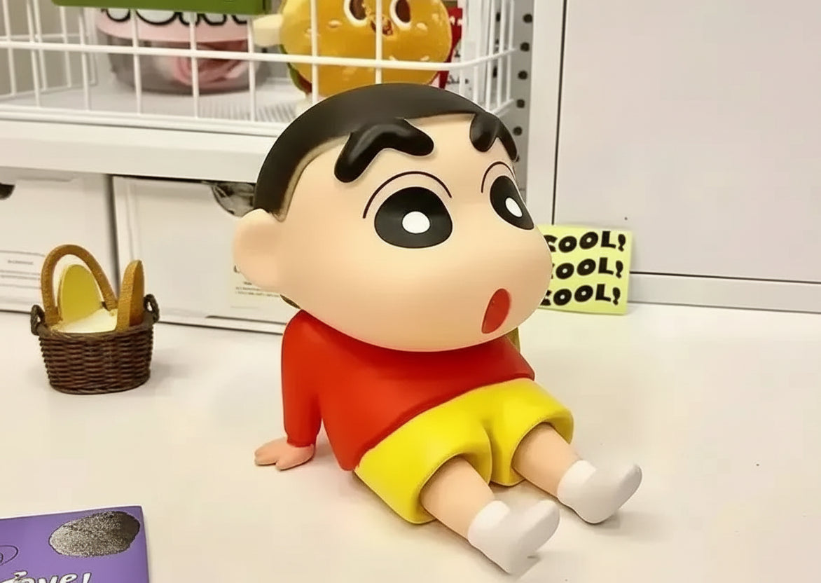 Lazy Shinchan Phone Stand Sitting Figure 10cm – Cute Anime Desk Accessory