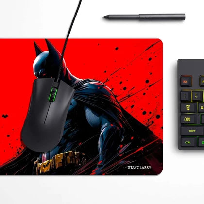 Red Batman Desk Mat – Premium Gaming Mouse Pad & Desk Pad | Non-Slip Base for Gaming, Office & Study