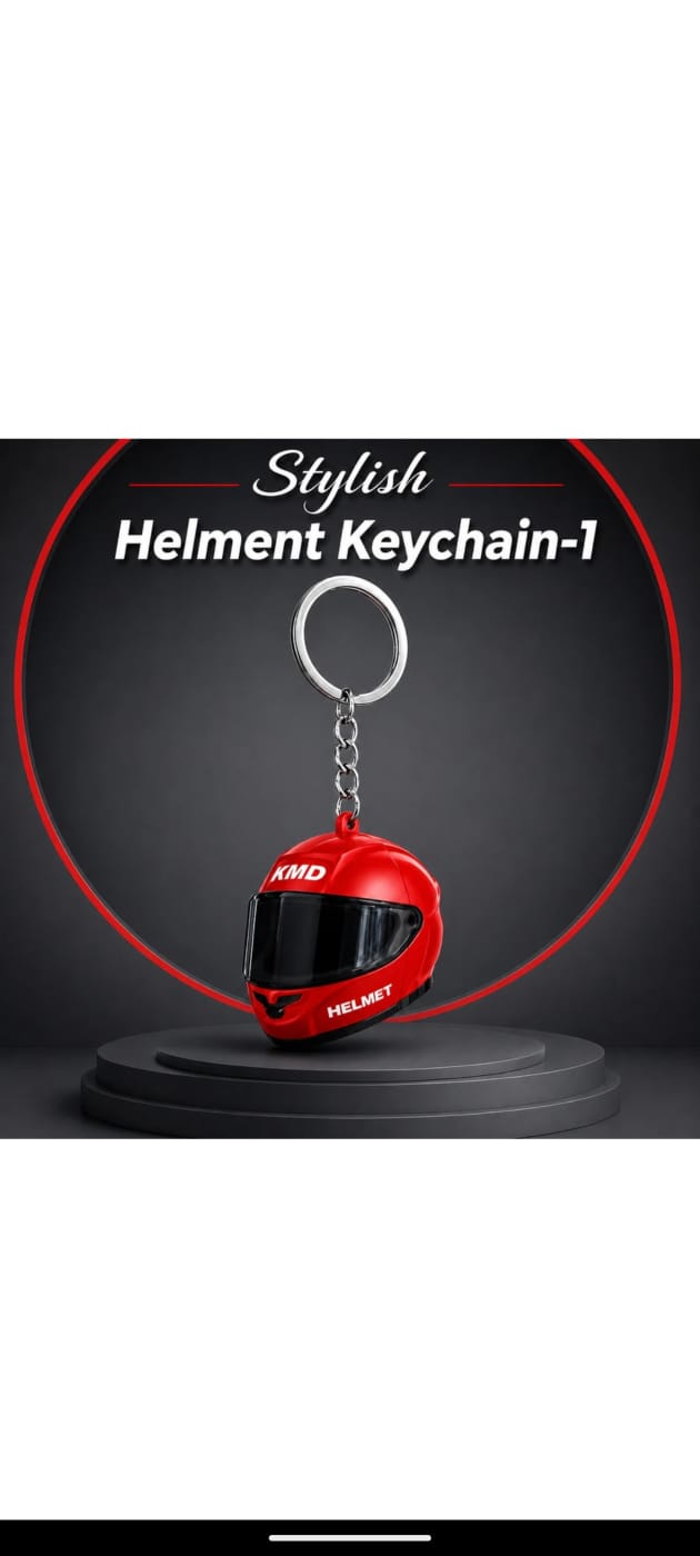 LED Mini Motorcycle Helmet Keychain with Built-in LED Light – Portable Helmet Key Ring for Bike & Car Keys (Random Color)