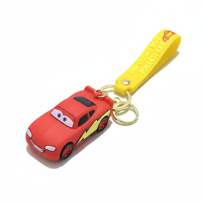 Lightning McQueen 3D Cartoon Character Keychain Pack of 3 – Cute Anime Car Bag & Backpack Accessories