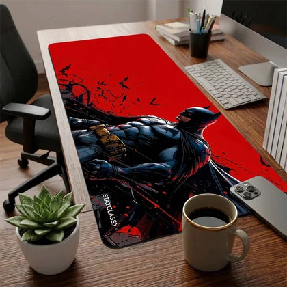 Red Batman Desk Mat – Premium Gaming Mouse Pad & Desk Pad | Non-Slip Base for Gaming, Office & Study