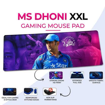 MS Dhoni XXL Gaming Mouse Pad – Large Extended Keyboard & Mouse Desk Mat | Premium Cricket-Themed Non-Slip Mousepad for Gaming, Office & Study