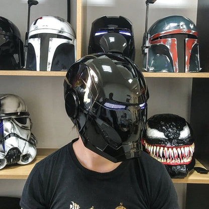 Iron Man Hero MK5 Black Edition Helmet – 1:1 Wearable Collectible with Voice, Touch & Remote Control, LED Eyes & Sound Effects