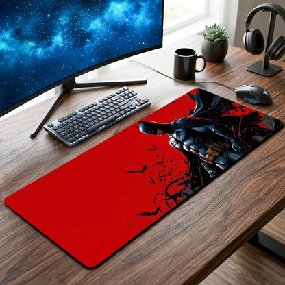 Red Batman Desk Mat – Premium Gaming Mouse Pad & Desk Pad | Non-Slip Base for Gaming, Office & Study
