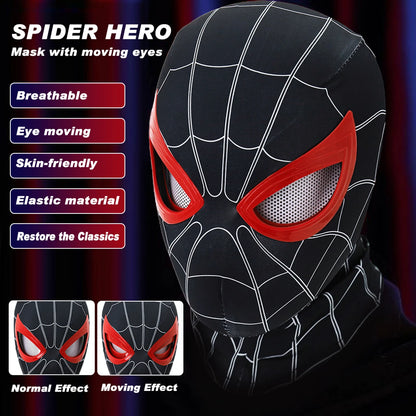 LED Red Spider-Man Mask with Remote Control – Stealth Suit Edition Cosplay Mask with Animated LED Eyes