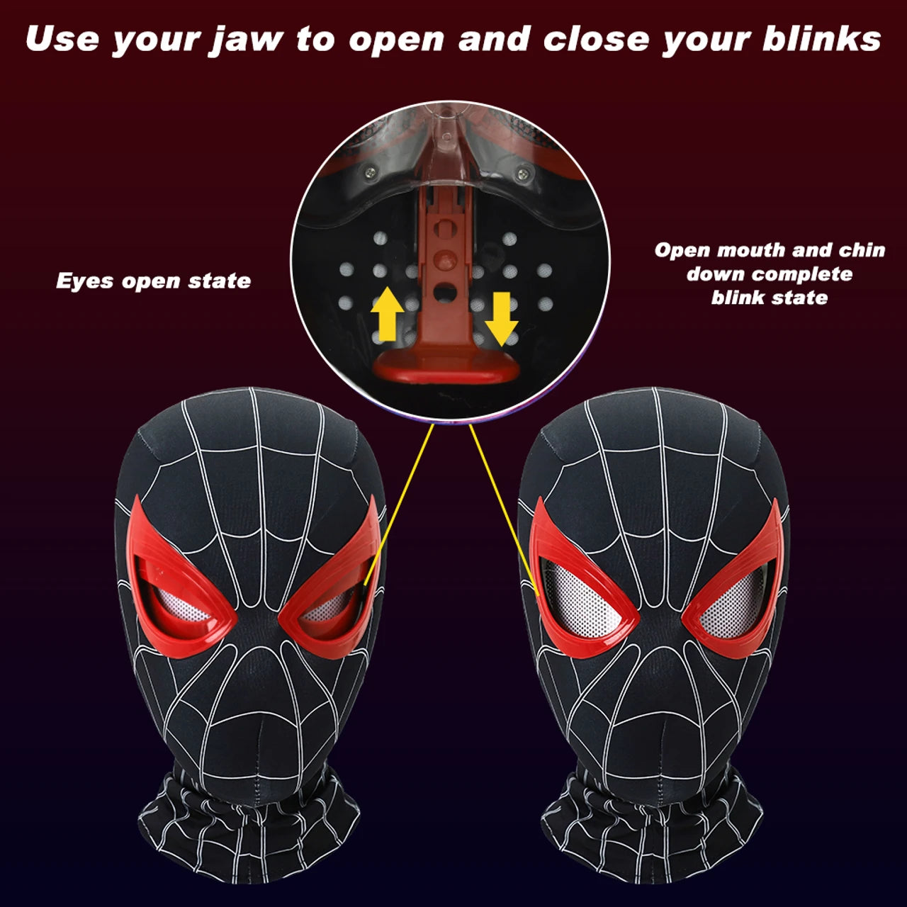 LED Red Spider-Man Mask with Remote Control – Stealth Suit Edition Cosplay Mask with Animated LED Eyes
